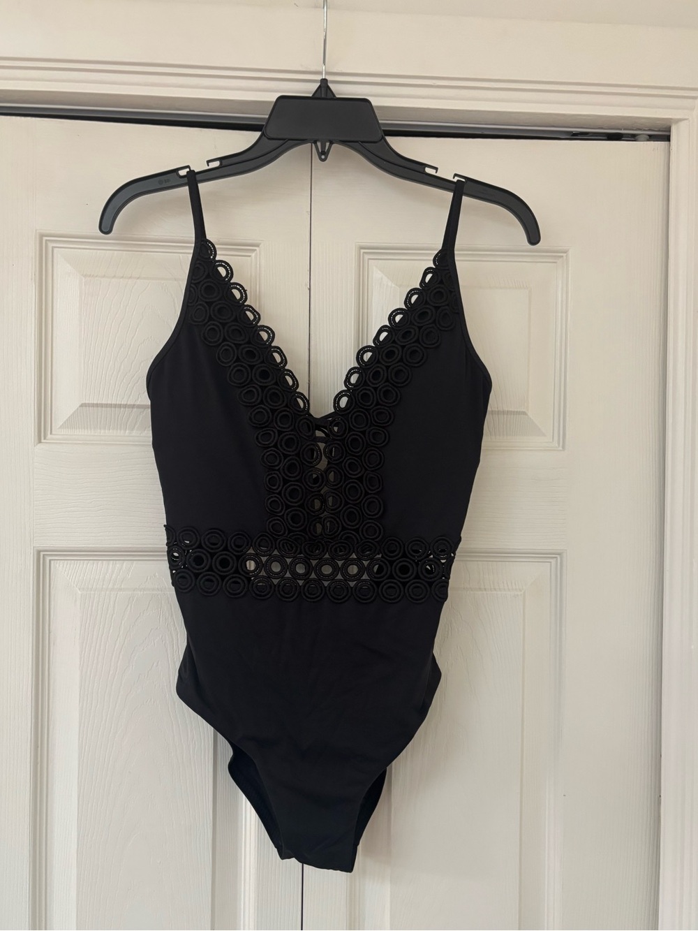 BECCA Siren Black Plunge One Piece Swimsuit with Detailed Cut Outs - Picture 4 of 11